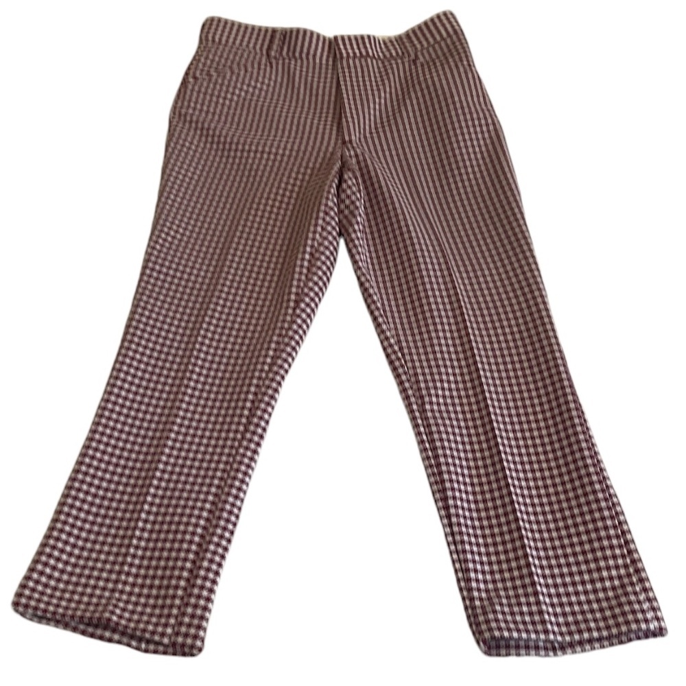 New Vintage Farah Houndstooth Print Red and White Plaid Pants 32/30‎